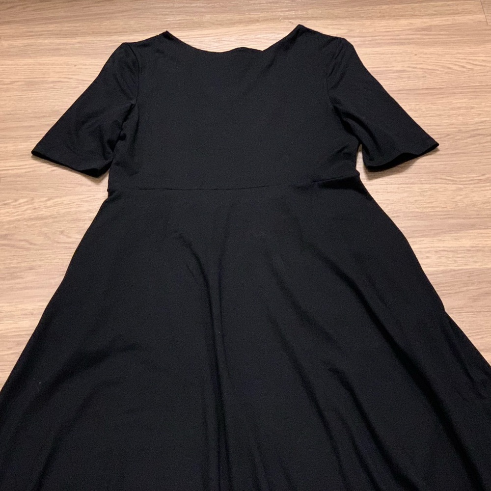NEW Pact Organic Cotton Scoop Neck Stretch Fit and Flare Midi Dress Black Size L - Picture 11 of 11